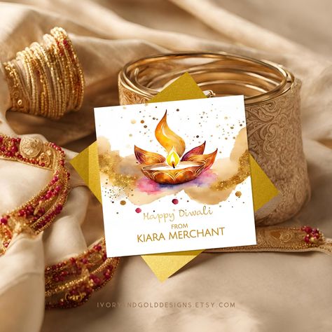 Diwali Puja, Label Printable, Indian Gifts, Wedding Favor Bags, Diwali Gifts, Favor Bag, Bag Tag, Gold Design, Wedding Favor