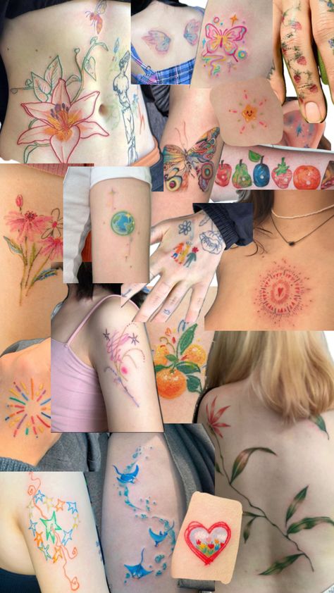 16 Tattoo, Colorful Tattoos, Funky Tattoos, Cute Tats, Cute Little Tattoos, Tatuaje A Color, Dream Tattoos, Little Tattoos, Dope Tattoos