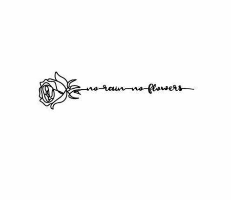 Flower Quotes Tattoo, Flower Word Tattoo Stems, Colar Bone Tattoo For Women Meaningful, Quote With Flowers Tattoo, Flower Quote Tattoo, No Rain No Flowers Tattoo, Flower Neck Tattoo, Grandpa Tattoo, Flower Tattoo On Ribs