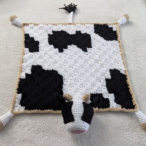 Crochet Cow Blanket Pattern, Bessie the Cow Lovey Amigurumi Pattern. C2C Cow Print Security Blanket Traditional Lovey or Crib Draper - Etsy Cow Crib Blanket Crochet, Crochet Cow Print Blanket, Crochet Cow Blanket Pattern, Vaca A Crochet, Crochet Cow Blanket, Cow Print Blanket, Cow Lovey, Cow Blanket, Crochet Cow