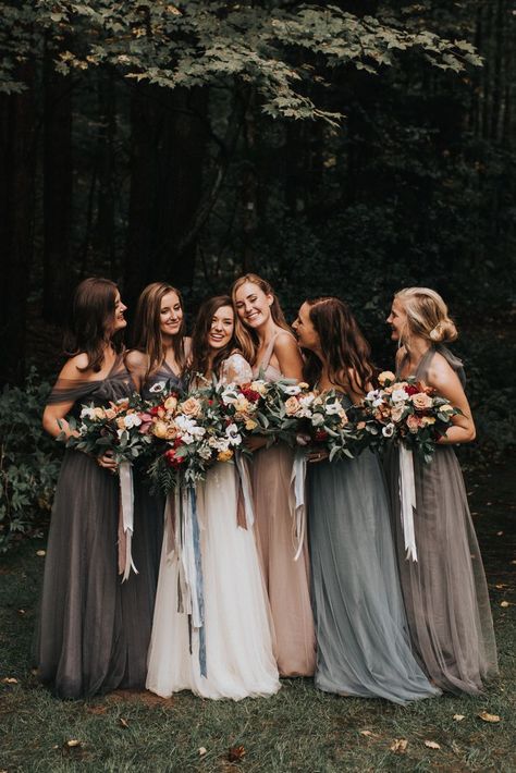 Mismatched Dresses, Summer Bridesmaids, Fall Bridesmaids, Summer Bridesmaid Dresses, Bridesmaid Dresses Boho, Grey Bridesmaids, Fall Bridesmaid Dresses, Blush Bridesmaids, Bridesmaid Inspiration