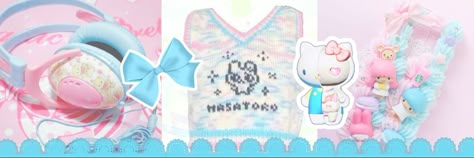 Cutecore Decor, Pink And Blue Header, Sanrio Header, Hello Kitty Pastel, Soft Header, Blue Hello Kitty, Blue Header, Twitter Banners, Cute Headers For Twitter