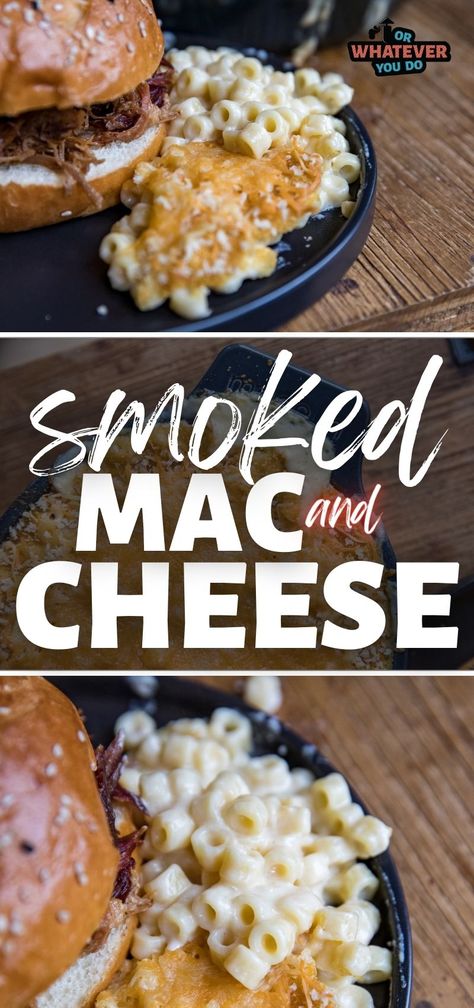 Traeger Smoked Mac and Cheese - Easy grilled macaroni and cheese Betty Crocker Scalloped Potatoes, Smoked Mac N Cheese Recipe, Grilled Mac And Cheese, Smoked Dishes, Smoked Mac And Cheese, Traeger Grill Recipes, Easy Mac N Cheese, Outdoor Cooking Recipes, Big Families