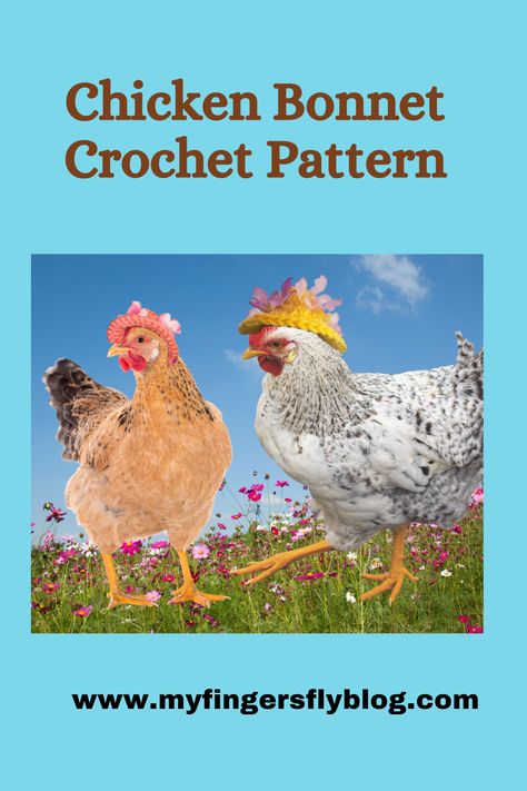 chicken bonnet crochet pattern Chicken Outfits, Bonnet Crochet Pattern, Chicken Hats, Goose Clothes, Circular Knitting Machine, Chicken Pattern, Bonnet Pattern, Hat Patterns Free, Crochet Chicken