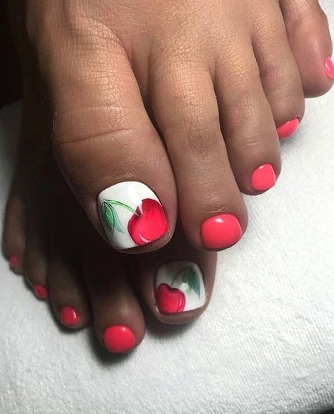 Fruit Pedicure, Coral Toe Nails, Pedicures Ideas, Toenails Ideas, Jazzy Nails, Watermelon Nail Designs, Perfect Pedicure, Leopard Nail Designs, Beach Nail Designs