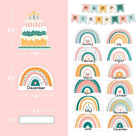 Amazon.com: EAMAY Happy Birthday Boho Rainbow Bulletin Board Set for Classroom (Boho Rainbow) : Office Products Boho Rainbow Bulletin Board, Rainbow Office, Rainbow Bulletin Boards, Birthday Boho, Birthday Bulletin, Bulletin Board Sets, Boho Rainbow, Kindergarten Classroom, Office Products