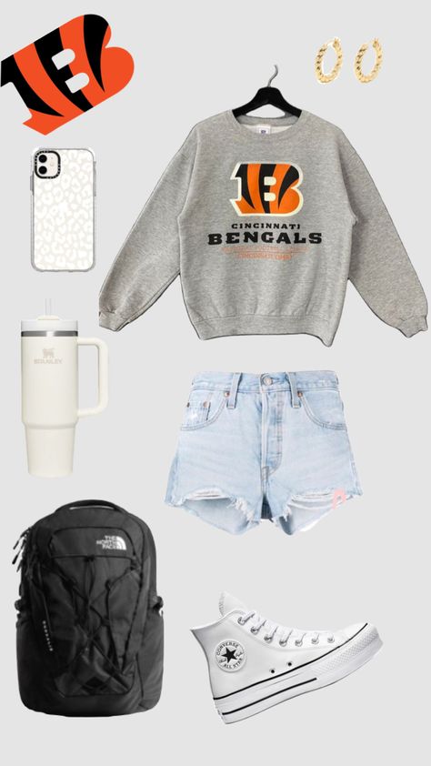 Bengals Outfit Ideas, Bengals Outfit, Nfl Wag, Highschool Outfits, Shuffles Preppy, 2019 Outfits, Chose Outfit, Ootd Ideas, Cute Preppy Outfits