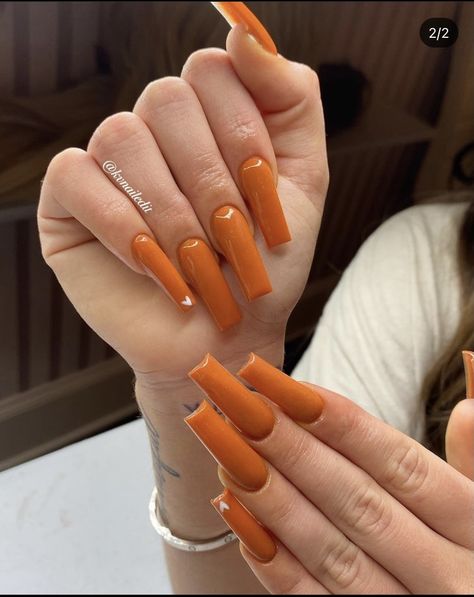 Girl Updo, Orange Nail, Plain Nails, Edgy Nails, Fall Acrylic Nails, Classy Acrylic Nails, Long Acrylic Nails Coffin, Soft Nails, Long Square Acrylic Nails