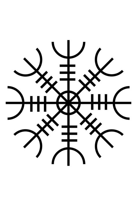 Ægishjálmur - The Helm of Awe or Helm of Terror is an object in Norse mythology and subsequently the name of an Icelandic magical stave Aegishjalmur Tattoo, Nordic Shaman, Helm Of Awe Tattoo, Ancient Geometry, The Helm Of Awe, Viking Wallpaper, 13 Tattoo, Symbole Viking, Helm Of Awe