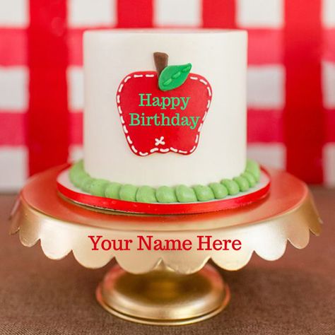 Write Your Name On Apple Birthday Cake Greetings Online.Online Wishes Your Facebook and Whatsapp Best Friends Happy Birthday With Name Pic Free Download. Apple Smash Cake 1st Birthdays, Apple Smash Cake, Apple Theme Cake, Apple Birthday Cake, Apple Theme Parties, Birthday Breakfast For Husband, Beautiful Cake Pictures, Apple Party, Apple Birthday