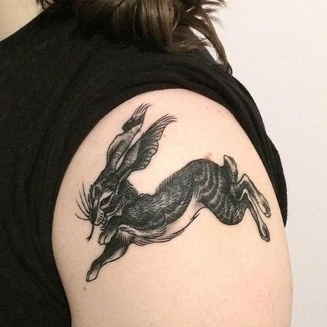 Rabbit with a snake tongue for Nico! . . . #rabbittattoo #blackwork #qttr #darkartists #blxckink #blackworkers #portlandtattoo #pnwtattoo #pdxtattoo Hare Tattoo Blackwork, Jackrabbit Tattoo, Cool Rabbit Tattoo, Masculine Rabbit Tattoo, Blackwork Rabbit Tattoo, Snake Tongue, Hare Tattoo, Pnw Tattoo, Graphic Tattoo