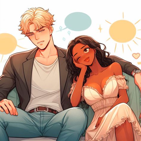 Mixed Couple Art, Interacial Couples Art Anime, Interacial Couples Bwwm Cartoon, Interracial Couple Drawing, Interacial Fantasy Couple Art, Interracial Couple Cartoon, Ambw Anime Interracial Couples, Interracial Art, Girl Cartoon Characters