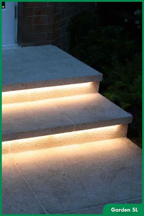 Patio Step Lights, Outdoor Strip Lighting, Outdoor Led Lighting Ideas, Stairs With Lights, Outdoor Lighting Ideas Patio, Steps Lighting, Path Lighting Ideas, Patio Lighting Ideas, Exterior House Lights