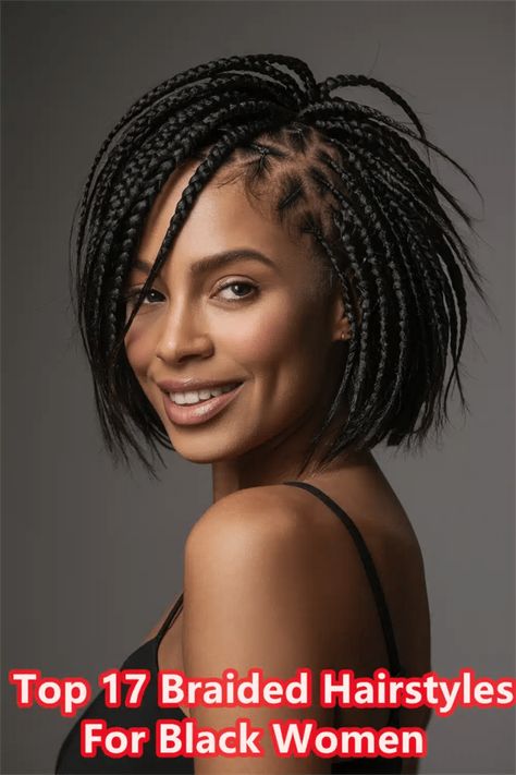 17 Stunning Braided Hairstyles for Black Women: Elevate Your Look - beauticiandaily.com Black Braided Hairstyles Updos, Black Cornrow Hairstyles, Short Braided Hairstyles, Hairstyle Highlights, Afrocentric Hairstyles, African Braids Hairstyles Pictures, Hair Braid Patterns, Bob Braids Hairstyles, Natural Braided Hairstyles