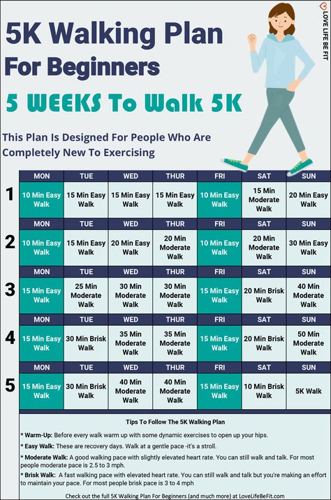 5K Walking Schedule for Beginners 5k Training For Beginners, Couch To 5k Plan, Walking Exercise Plan, 5k Training Plan, Walking Program, First 5k, Walking Challenge, Walking For Health, Half Marathon Training Plan