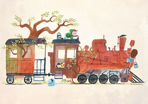 Christmas Train Drawing, Train Drawing, Train Illustration, Cosy Christmas, Steam Train, Christmas Train, Children Book, Tree Illustration, Magic Art