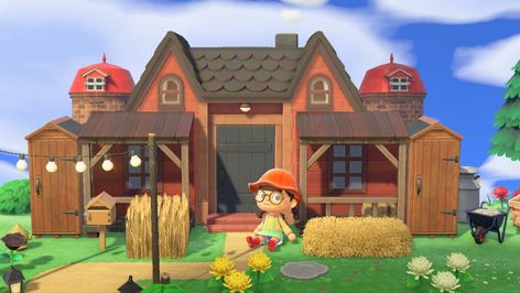 Acnh Farmhouse Ideas, Acnh Barn Ideas, Animal Crossing Farm, Acnh Dump, Farmcore Acnh, Fall Acnh, Farmcore Aesthetic, Acnh Farmcore, Anch Ideas