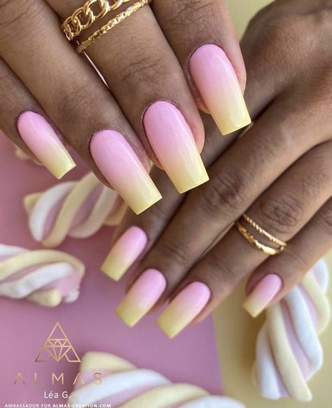 Milkshake Nails, Gradiant Nails, Colored French Nails, Nails Gradient, Blue Ombre Nails, Ombré Nails, Nails Arts, Pink Ombre Nails, Airbrush Nails