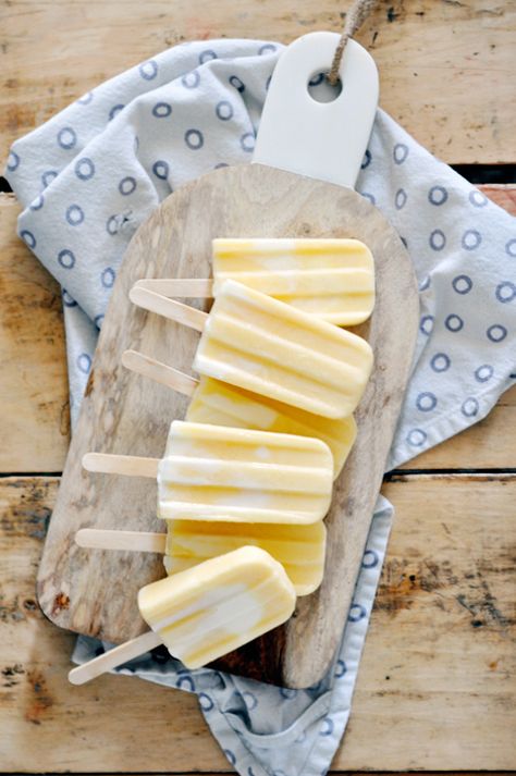 Peaches and Cream Popsicles | Lark & Linen Orange Popsicles, Ice Lollies, White Inspiration, Healthier Desserts, Slow Cooker Desserts, Homemade Popsicles, Ice Pop, Peaches And Cream, Ice Lolly