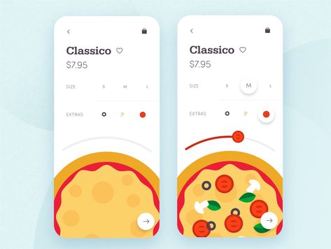 Pizza Ordering App by Andrea Hock Pizza App, Ui Design Mobile, Pizza Design, Moroccan Kaftan, Pizza Pizza, Application Design, Creative Challenge, Screen Design, Mobile Ui