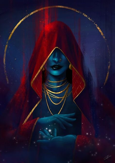 Seer Witch, Kali Oracle, Seer Art, Priestess Art, Maa Kali, Blue Skin, Goddess Art, High Fantasy, Arte Fantasy