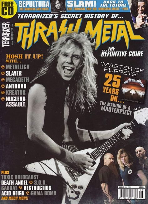 James Hetfield Poster, Metallica Magazine, Thrash Metal Style, James Metallica, Municipal Waste, 80s Stuff, Personajes Studio Ghibli, Groove Metal, Doom Metal