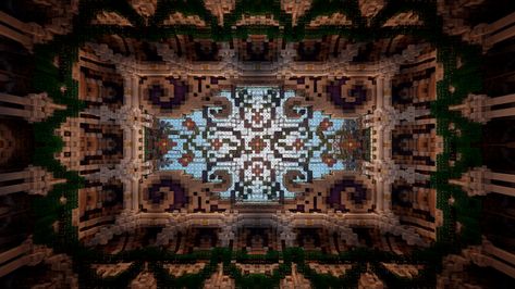 Throne Hall - Glass Roof Minecraft Glass Roof Ideas, Minecraft Glass Bridge, Minecraft Grand Hall, Minecraft Glass Roof, Megabase Ideas, Minecraft Throne, Minecraft Palace, Minecraft Temple, Minecraft Roof