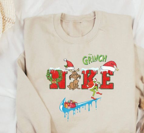 Grinch Stealing Presents, Couple Christmas Sweaters, Couples Christmas Sweaters, Nike Sign, Sweater Nike, Presents Christmas, Couple Christmas, I'm Bored, Christmas Couple