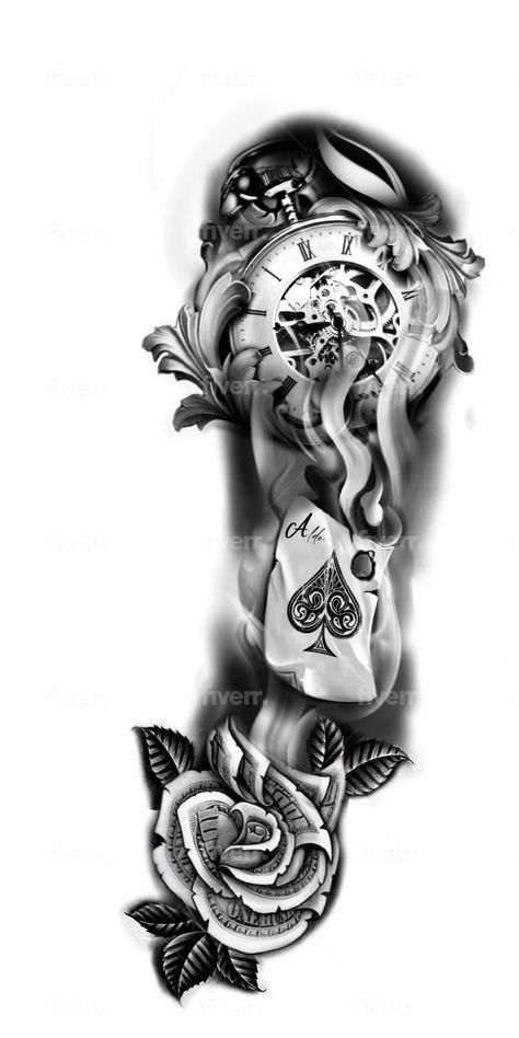 Guy Full Sleeve Tattoo, Couple Sleeve Tattoo, Custom Sleeve Tattoo Design, Fill In Tattoos Sleeve, Clock Leg Tattoo Men, Full Sleeve Tattoo Stencils For Men, Full Sleeve Tattoos Stencil, Full Sleeve Tattoos For Guys Black, Quarter Sleeve Tattoos For Women Forearm