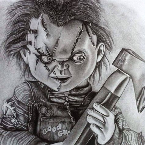 Chucky 2015 Michael Myers Drawing, Chucky Drawing, Chucky Tattoo, Freddy Krueger Art, Chucky Horror Movie, Horror Movie Tattoos, Tattoos Pictures, Horror Drawing, Doll Tattoo