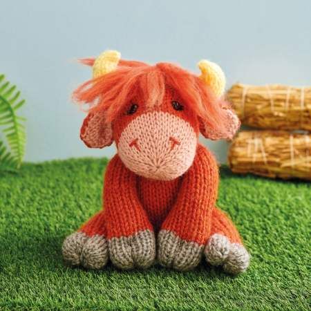 Highland Cow Toy Cow Knit Pattern Free, Highland Cow Knitting Pattern Free, Cow Knitting Pattern, Toy Knitting Patterns, Knitting Patterns Free Dog, Cow Toys, Knitted Toys Free Patterns, Knitting For Charity, Basketweave Stitch