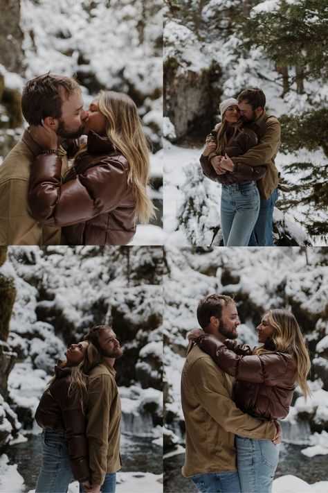 Alaska Winter Mountain Engagement | Engagement Outfit Ideas | Theresa McDonald Photographer | Shooting Julia and Sam’s winter engagement photos in Girdwood, Alaska was unforgettable! It was filled with snowy engagement pictures! Check out winter engagement photos outfits, forest engagement ring, mountain engagement announcement, and fun engagement photos ideas! Book Theresa for your candid engagement photos or editorial couple photos at theresamcdonaldphotographer.com! Winter Engagement Outfit Ideas, Winter Couples Photoshoot Outfits, Winter Engagement Outfits, Fun Engagement Photos Ideas, Snowy Engagement Photos, Editorial Couple, Winter Engagement Shoot, Girdwood Alaska, Winter Engagement Photos Outfits