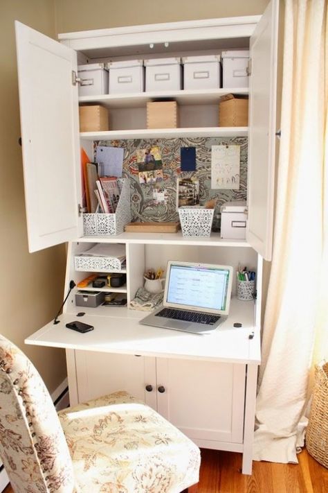 Simple Playroom, Hemnes Bed, Small Office Furniture, Secretary Desk With Hutch, Futon Decor, Hack Ikea, Small Space Office, Urban Interiors, Office Nook