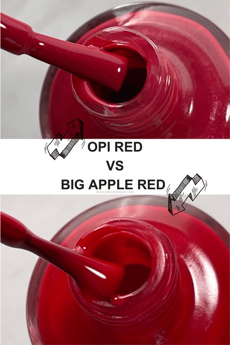 Best Opi Red Gel Polish, Opi Red Swatches, Opi Candy Apple Red, Perfect Red Nail Polish, Classic Color Nails, Opi Reds Comparison, Cool Toned Red Nails, Opi Red Gel Polish Colors, Opi Big Apple Red Nails