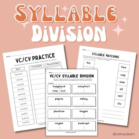 Vccv Words, Syllable Types Anchor Chart, Vcv Words, Og Phonics, Cv Pattern, Syllable Division Rules, Syllable Division, Decoding Strategies, Closed Syllables