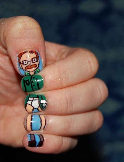 This nail art. | 26 Things Only "Breaking Bad" Fans Will Understand Nail Art Blanc, Fail Nails, Bad Nails, Quick Nail, White Nail Art, Pretty Nail Designs, Simple Nail Art Designs, Walter White, Halloween Nail Designs