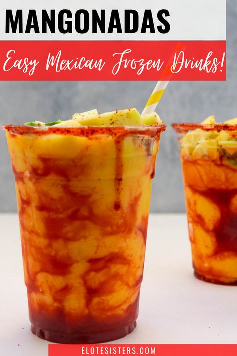 This super easy Mexican Mangonada recipe is full of tangy, fresh flavors and is perfect for those hot summer days. Also known as Mexican chamoyadas, this refreshing summer drink is made up of mango, tajin and chamoy. It's the perfect drink! #mango #summerdrinks #mangonada #slushie #smoothie #mexicanrecipes Mango With Tajin And Chamoy, Mango Chamoy Smoothie, Mexican Chamoy Recipe, Mango Tajin Drink, Authentic Mexican Drinks, Chamoy Alcohol Drinks, Mango Tajin Chamoy, Things To Eat With Chamoy, Mango Mexican Snack