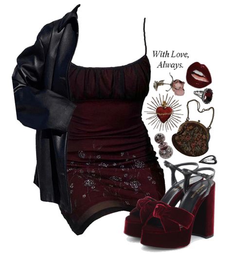 Dark In Love Clothing, Dark Valentines Aesthetic Outfit, Dark Valentines Outfit, Dark Lovecore Aesthetic Outfit, Lovecore Aesthetic Outfit, Dark Valentines, Lizzie Hearts, Lovecore Aesthetic, Dark Love