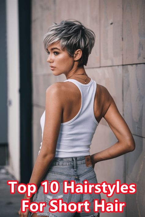 Top 10 hairstyles for short hair: A Stylist's Guide to Chic & Modern Looks - beauticiandaily.com Short Sporty Hairstyles, Sporty Hairstyles For Short Hair, Top 10 Hairstyles, Short Stacked Haircuts, Short Punk Hair, Edgy Short Haircuts, Short Spiky Haircuts, Stacked Haircuts, Sassy Haircuts