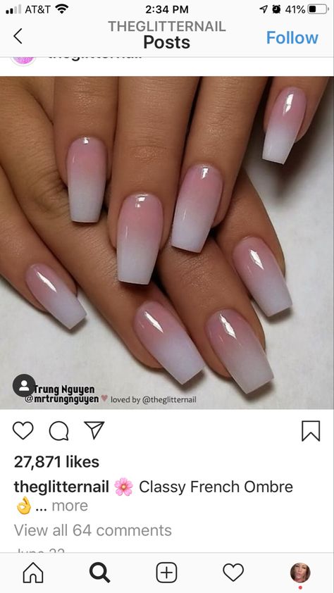 Dip Ombre Nails Short Square, Dipping Ombre Nails, Nails Bling, Tapered Square Nails, Pink Ombre Nails, Tapered Square, Ombre Acrylic Nails, Nails Now, Blush Nails