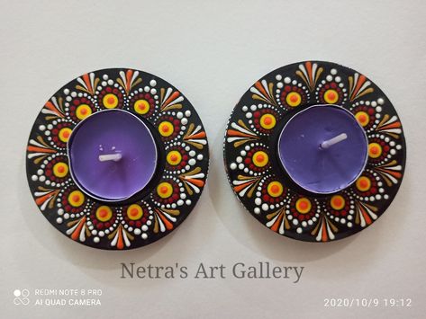 Dot Mandala Tea Light Holder, Origami Birthday Card, Diwali Art, Hand Painted Dishes, Aari Design, Tea Holder, Tea Light Candle Holders, Diwali Decoration Items, Candle Crafts Diy