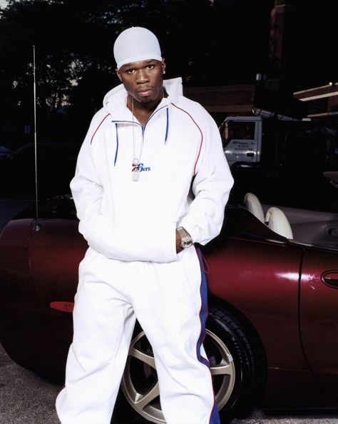 90s Rap Aesthetic, 2000’s Outfit, Rapper 50 Cent, King Magazine, Hip Hop Classics, Celebrity Prints, 90s Rap, Rapper Outfits, 90s Hip Hop Fashion