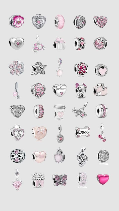 Pandora Charms Pink, Pandora Bracelet Charms Ideas, Pandora Bracelet Designs, Dream Bracelet, Pandora Jewelry Charms, Preppy Jewelry, Jewelry Accessories Ideas, Pandora Bracelet Charms, Pandora Charm