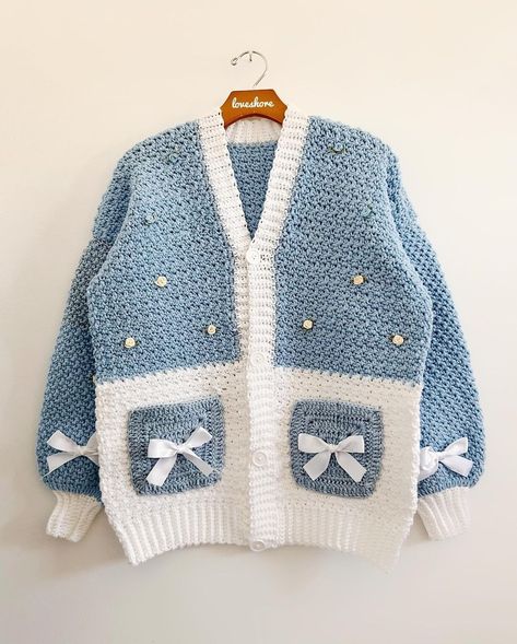 LOVESHORE (@loveshorestudio) • Instagram photos and videos Cardigan Pattern Crochet, Coquette Crochet, Crochet Ribbon, Unique Tools, Crochet Bows, Crochet Design Pattern, Satin Ribbon Bow, Crochet Inspo, Satin Ribbons