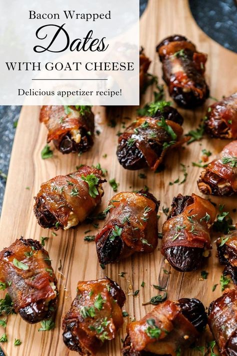 These Bacon Wrapped Dates with Goat Cheese are one of the easiest holiday appetizer recipes you can make! This simple Christmas appetizer recipe is a perfect mix of sweet and salty. They work as the perfect New Year's recipe too! So fast and truly an easy appetizer recipe. Find the full recioe for Bacon Wrapped Fates with Goat Cheese at Sugar Maple Farmhouse. #baconwrappeddateswithgoatcheese #baconwrappeddates #newyearsappetizers #daterecipes #easyappetizerrecipes #christmasappetizers Dates With Goat Cheese, Goat Cheese Stuffed Dates, Cheese Stuffed Dates, Wrapped Dates, Stuffed Dates, Bacon Wrapped Dates, Bacon Appetizers, Cheese Wrap, Delicious Appetizer Recipes