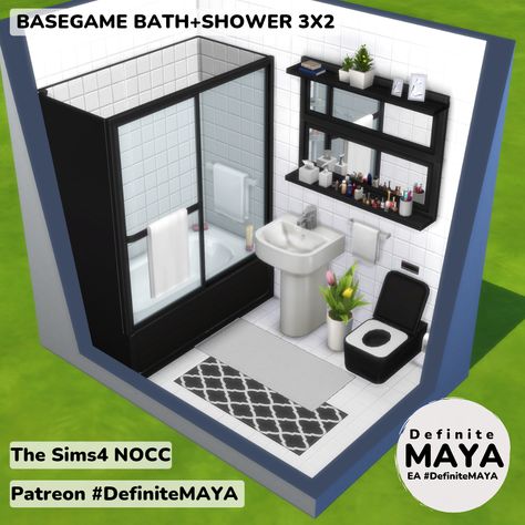 NOCC/ Mod-Free/ Functional in gameplay. ***Download from EA gallery #DefiniteMAYA *** Support me on Patreon *** Sims 4 Bathroom, Casas The Sims Freeplay, Sims 4 Base Game, Casa The Sims, Sims Rooms, Lotes The Sims 4, Sims 4 Men Clothing, Sims 4 Rooms, Sims Freeplay Houses