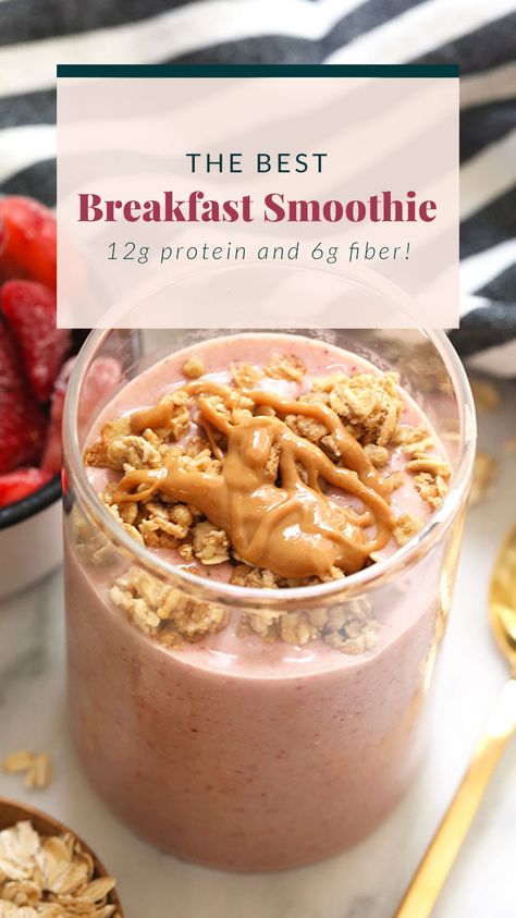 Start your day off with this healthy breakfast smoothie. It tastes like dessert and is made with fruit, oats, protein powder, almond milk and peanut butter. Almond Milk Fruit Smoothie, Oat Milk Smoothie, Best Breakfast Smoothies, Oats Protein, Green Breakfast Smoothie, Peanut Butter Shake, Easy Breakfast Smoothies, Healthy Peanut Butter Cups, Low Carb Meats