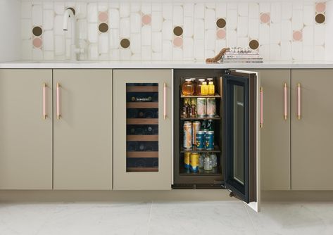 Home Appliance Store, Beverage Fridge, Solid Door, Hydration Station, Beverage Centers, Beverage Center, Real Kitchen, The Door Is Open, Hardwood Tile