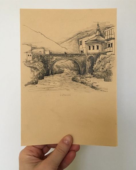 Zalina Kishova.The old bridge. Bridge Drawing, Old Bridge, The Old, World Map, Vintage World Maps, Bridge, Paintings, Map, Drawings