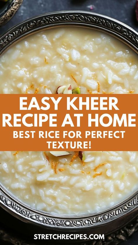 Craving a comforting and creamy dessert? Try my easy Kheer recipe with Basmati rice! This classic Indian rice pudding is rich, flavorful, and so simple to make. Follow this guide to whip up a traditional Kheer recipe that’s perfect for family gatherings or solo indulgence. Save this recipe today and click through for more details. Arborio Rice Recipes, Basmati Rice Recipes Easy, Rice Dessert Recipes, Curd Rice Recipe, Indian Rice Pudding, Basmati Rice Recipes, Mexican Rice Easy, Rice Desserts, Best Rice